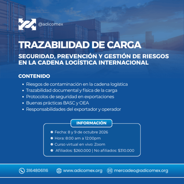 CURSO TRAZABILIDAD DE CARGA: SEGURIDAD, PREVENCIÓN Y GESTIÓN DE RIESGOS EN LA CADENA LOGÍSTICA INTERNACIONAL